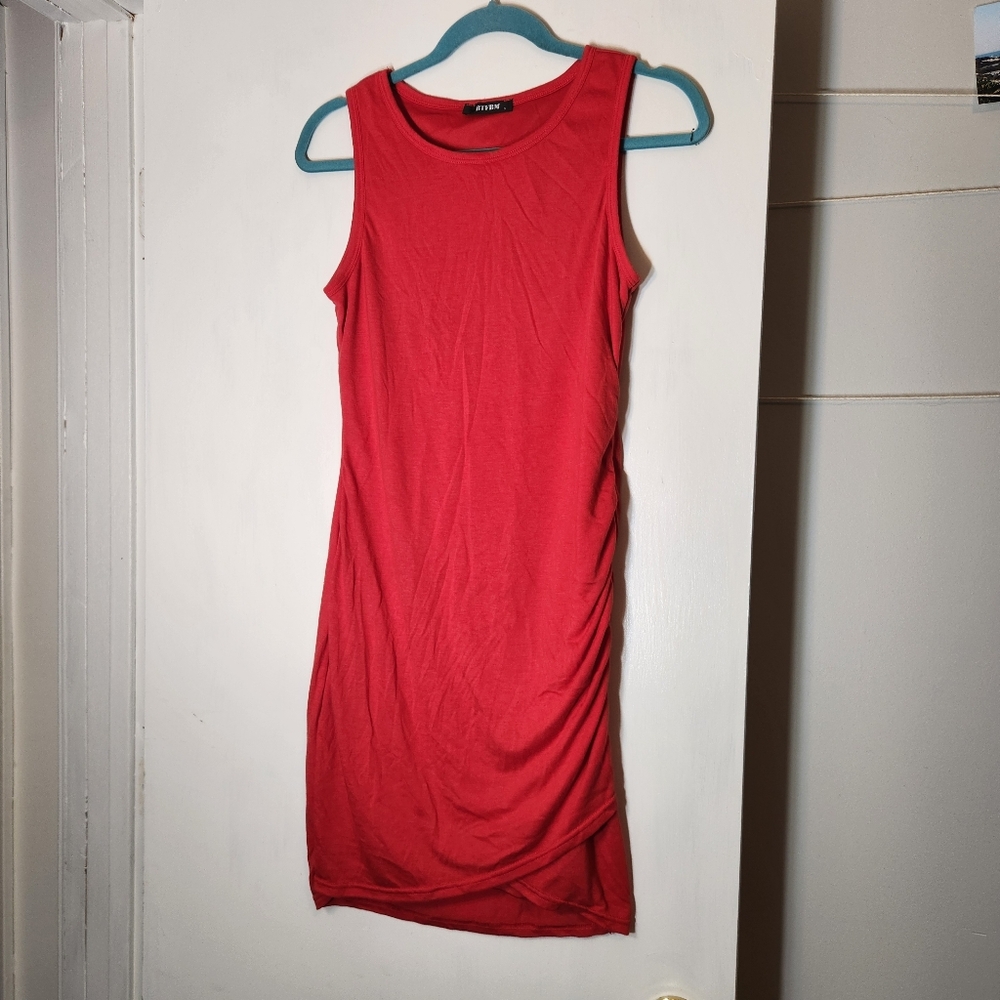 Ruched Red Dress